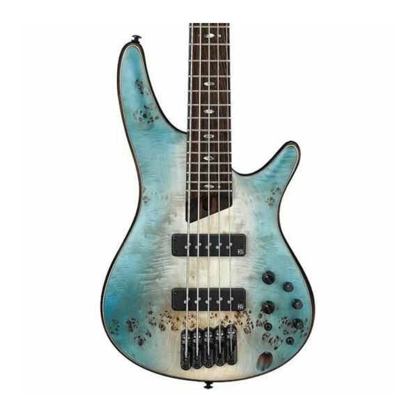 BAJO ELECTRICO IBANEZ SR PREMIUM DE 5 CUERDAS, AZUL SOMBREADO CON FUNDA  MOD. SR1605B-CHF - SERVIMUSIC